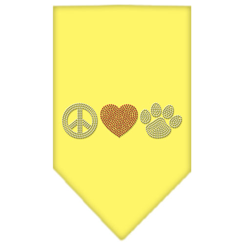 Peace Love Paw Rhinestone Bandana Yellow Large
